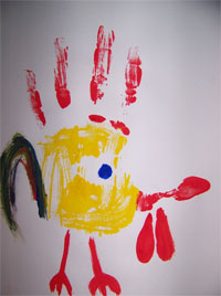 Handdruck-Henne Handdruck-Bild